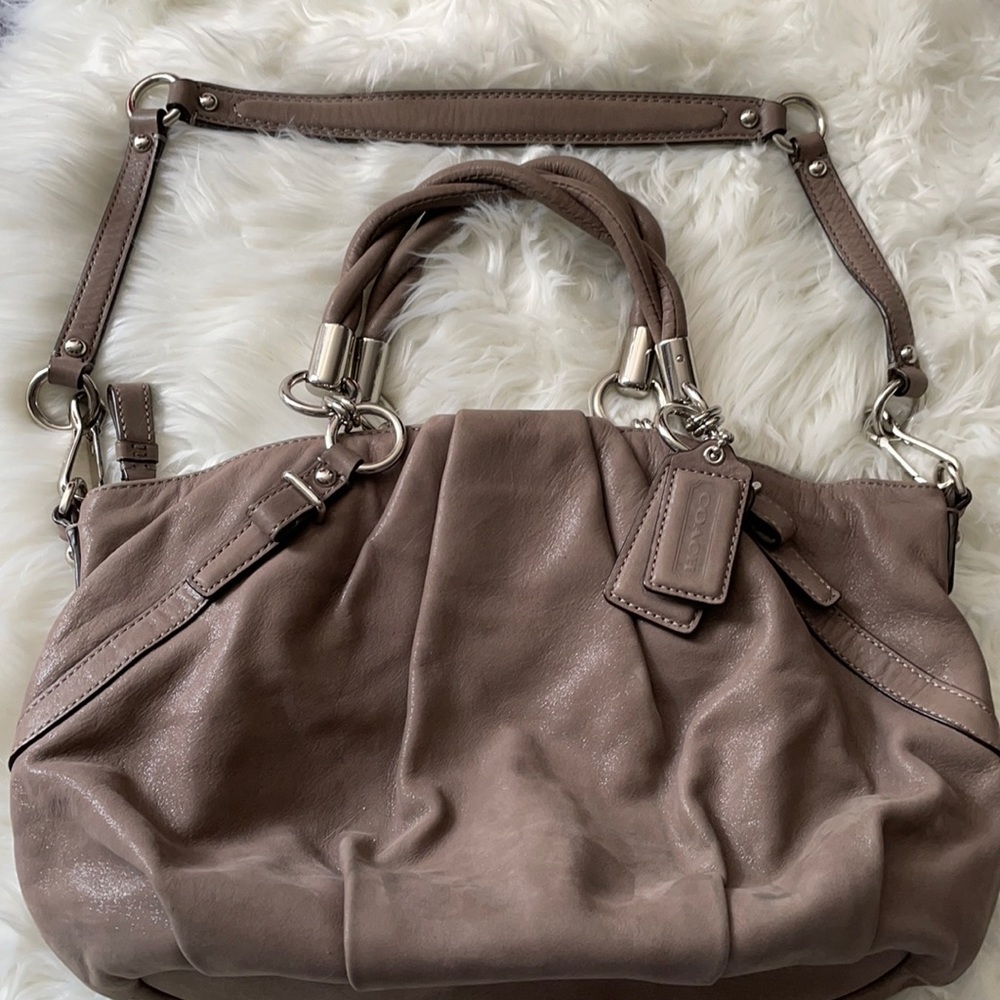 Glitter grey Coach bag with silver hardware